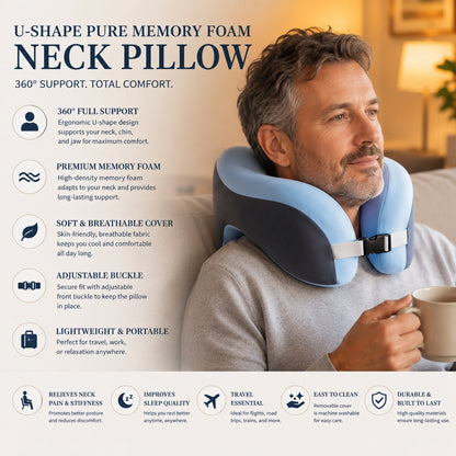 U-Shape Pure Memory Foam Neck Pillow