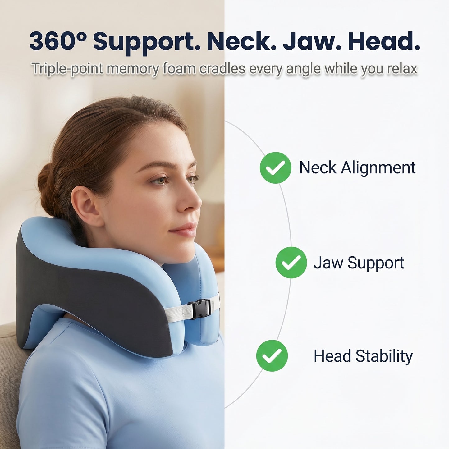 U-Shape Pure Memory Foam Neck Pillow