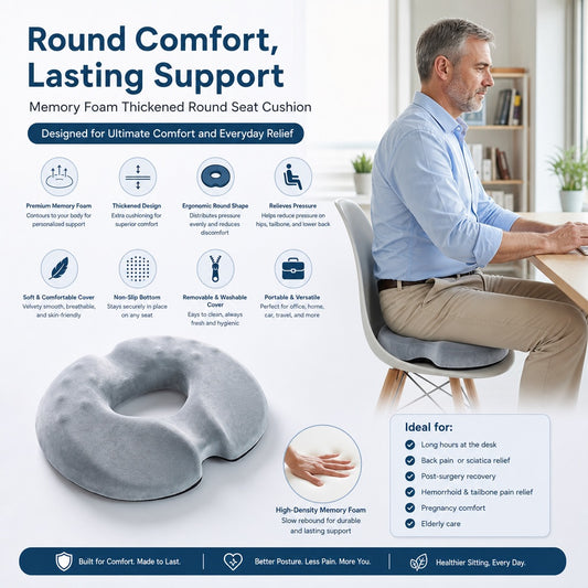 Memory Foam Thickened Round Seat Cushion